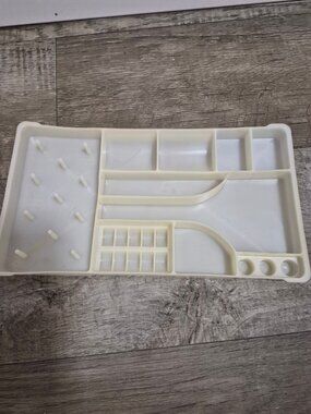 White Plastic Sewing Organizer Tray With Multiple Compartments Vintage